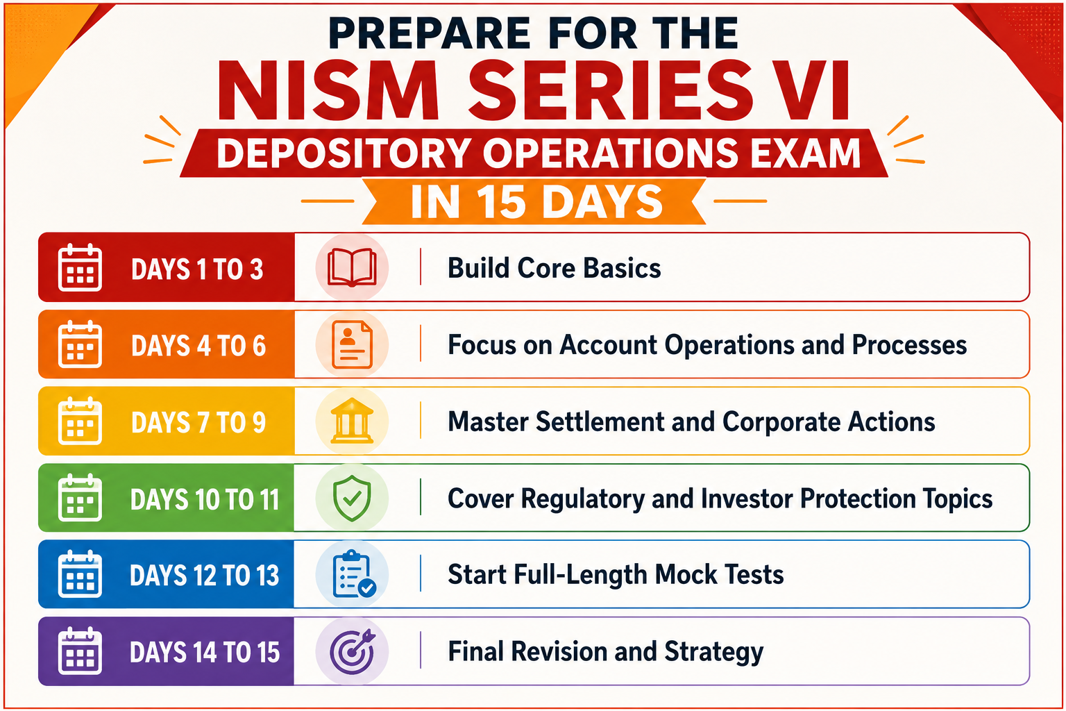 Prepare for the NISM Series VI Depository Operations Exam in 15 Days Infographic